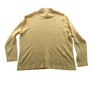 Studio Works Womens Sweater Size 2X Long Sleeve High Neck Pullover Yellow Knit